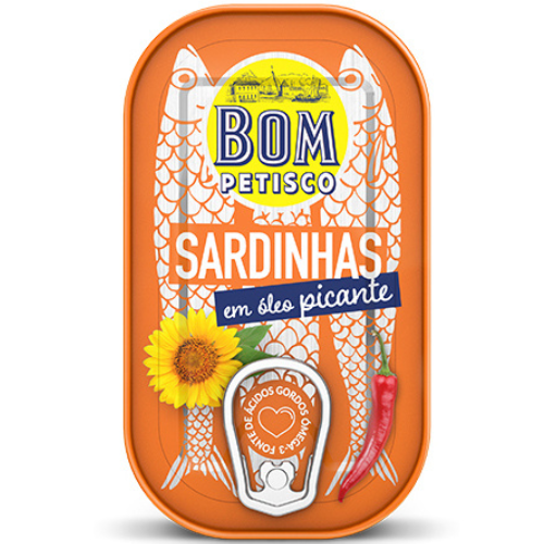 Sardinhas em Óleo Vegetal Picante Bom Petisco 120g