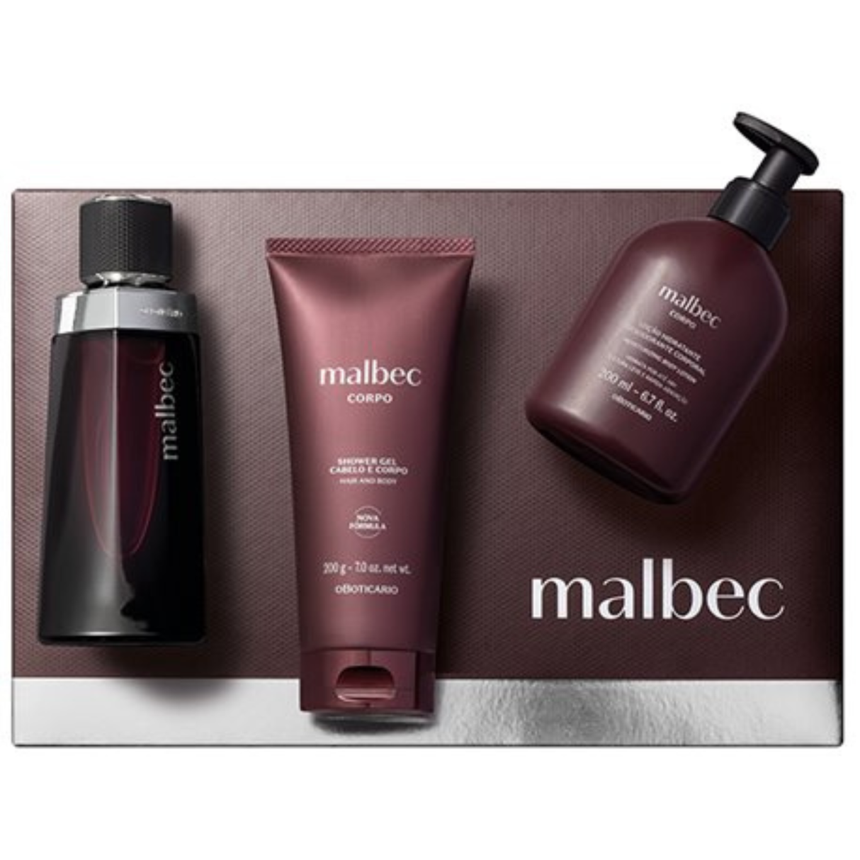 Estojo Malbec Oboticário 2025 / Malbec Edt 100ml / Malbec Shower Gel 200g / Malbec Loção Hidratante 200ml