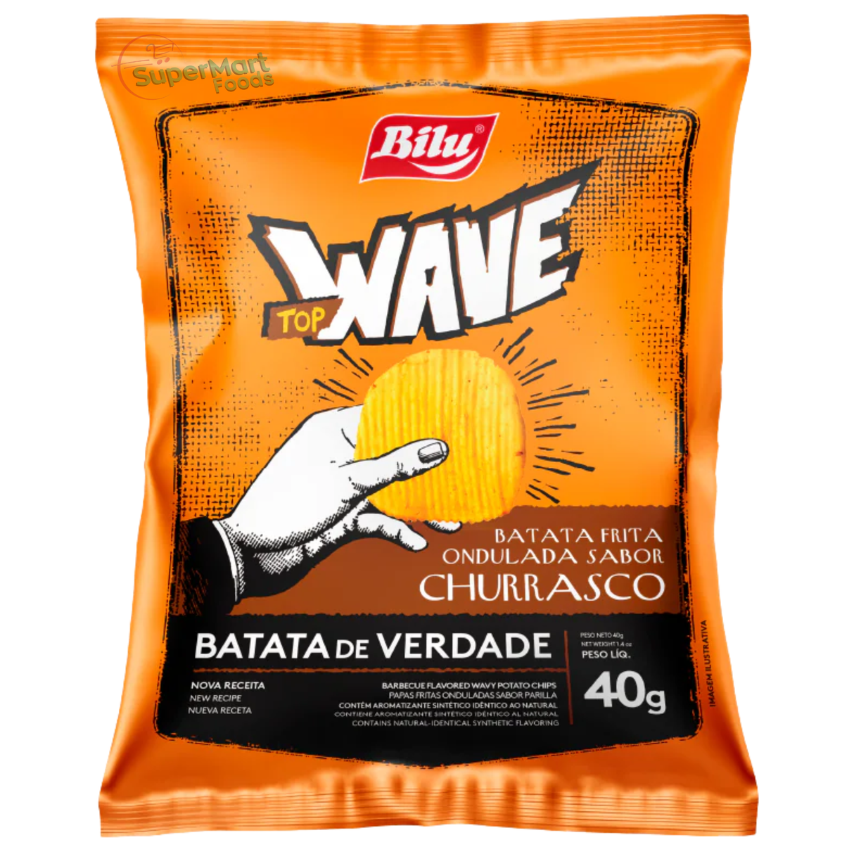 Batata Frita Ondulada Sabor Churrasco 40g (Bilu Top Wane) - SuperMart.japan