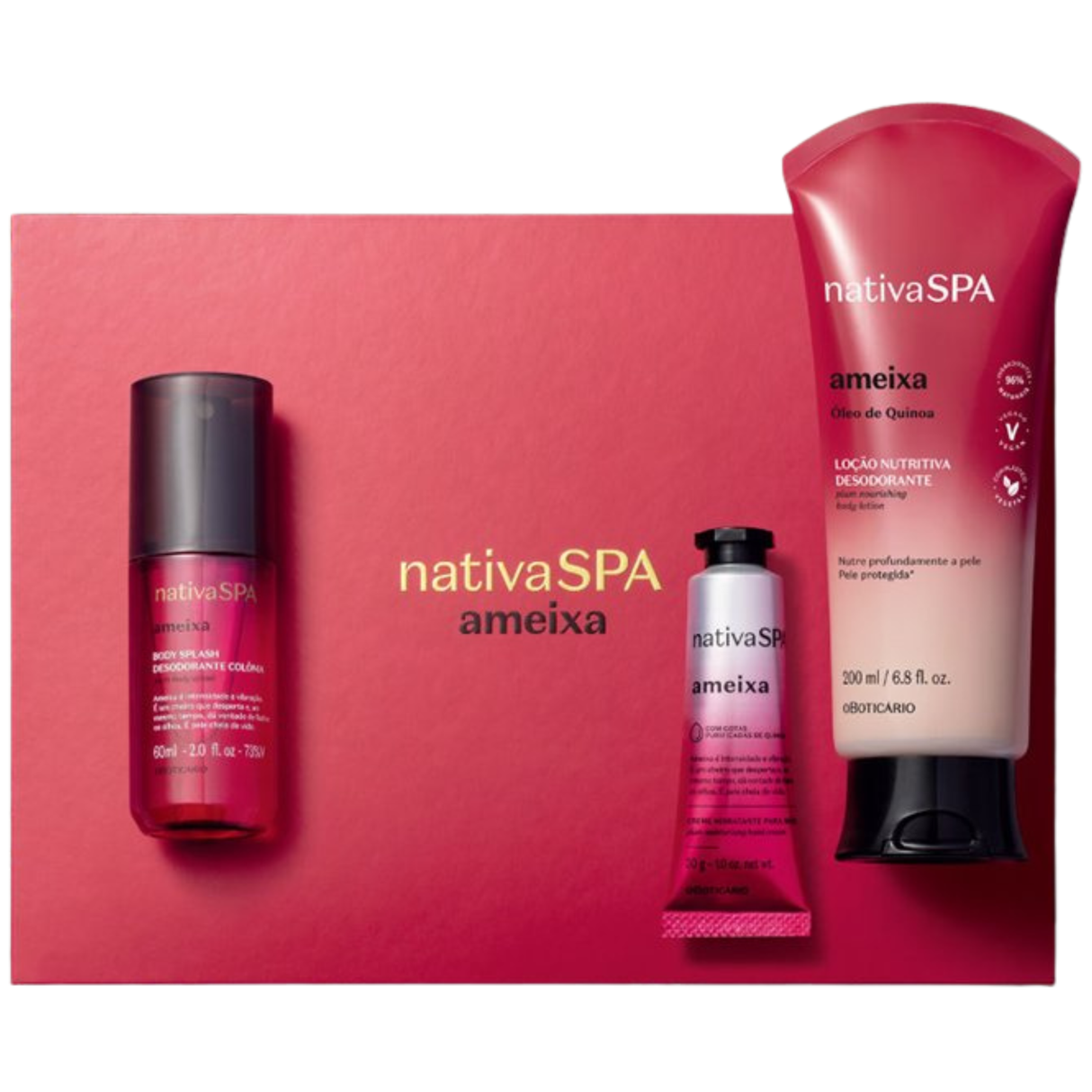 Estojo Nativa SPA Ameixa / Body Splash Ameixa 60ml / Loção Ameixa 200ml / Creme Mãos Ameixa 30g