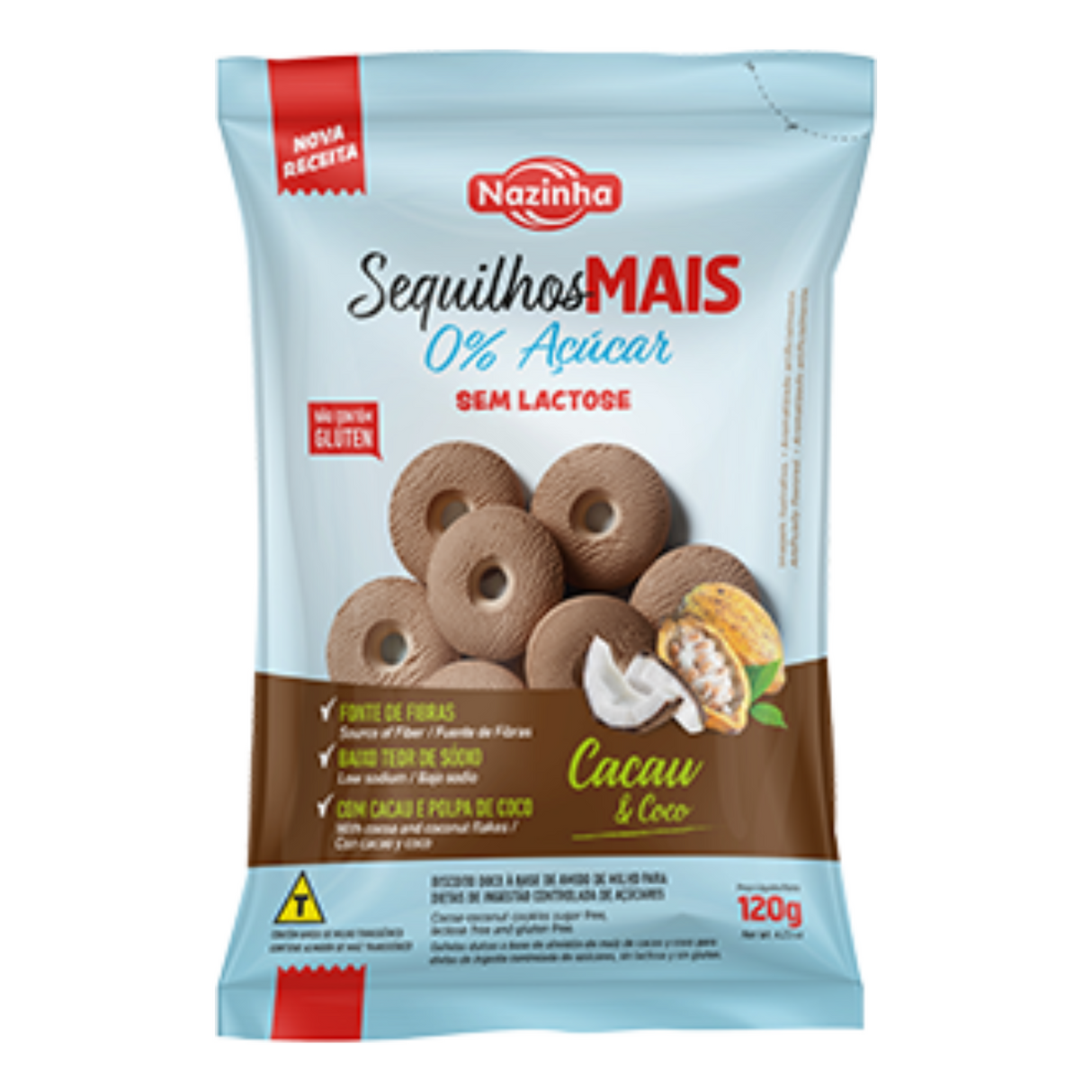 Cocoa and Coconut Shortbread Cookies 0% Sugar Lactose Free 120g (NAZINHA)