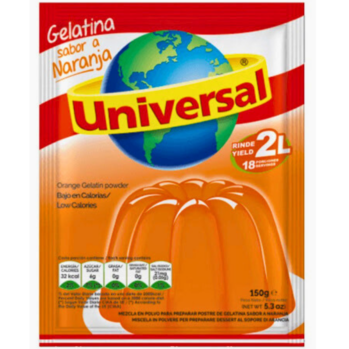 Universal Gelatina Naranja 150g 2L