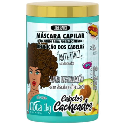 Máscara Gota Dourada Fortalecimento Cabelos Cacheados 1kg