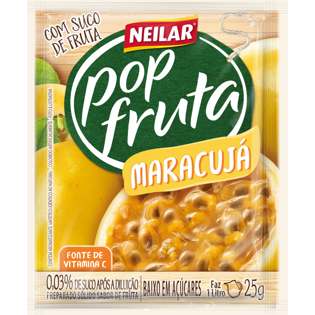 Suco em Pó Sabor Maracujá Neilar Pop Fruta 25g