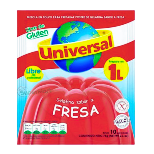 UNIVERSAL GELATINA FRESA 75g 1L