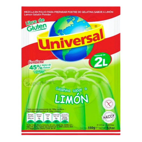 UNIVERSAL GELATINA LIMÓN 150g 2L - SuperMart.japan