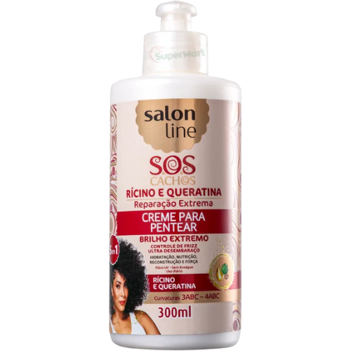 Salon Line SOS Rícino E Queratina Cachos Creme De Pentear 300ml