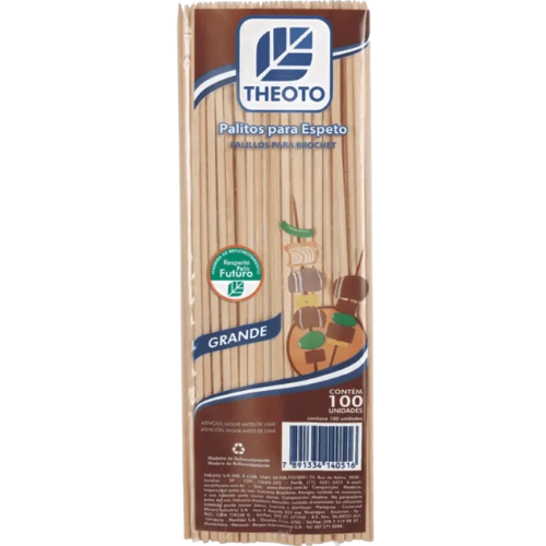 Palitos Para Espeto Theoto (Contém 100 Unidades)