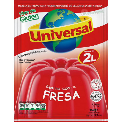 UNIVERSAL GELATINA FRESA / MORANGO 130g 2L