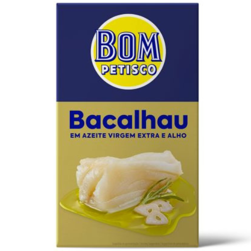 Bacalhau em Azeite Virgem Extra e Alho Peso Líquido: 120g  Peso Líquido Escorrido: 80g