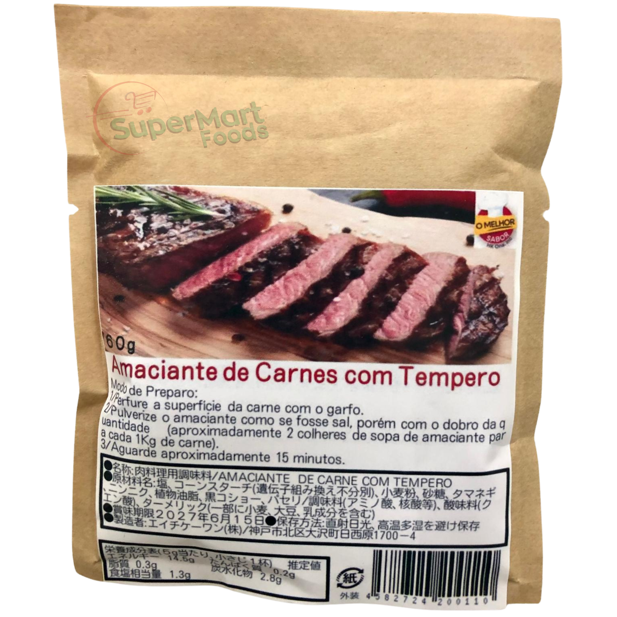 Amaciante De Carnes Com Tempero 60g O Melhor Sabor
