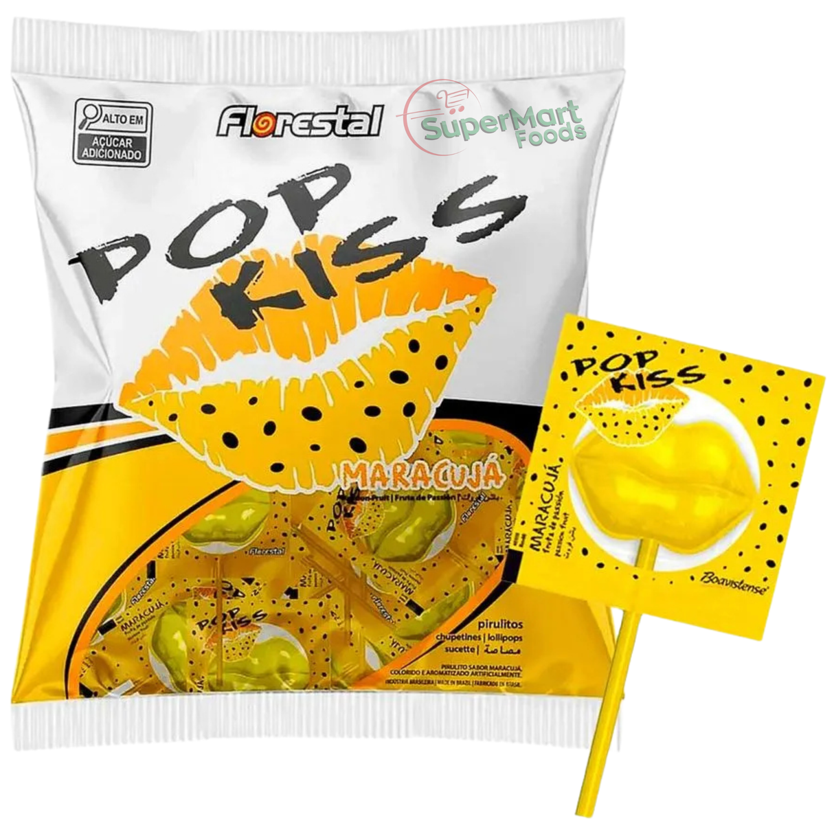 Pirulito Pop Kiss Maracuja Florestal 50g