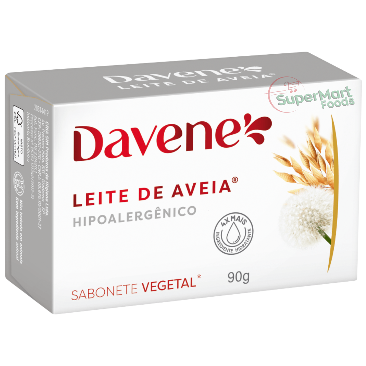 Sabonete Leite De Aveia Hipoalergenico Davene 90g