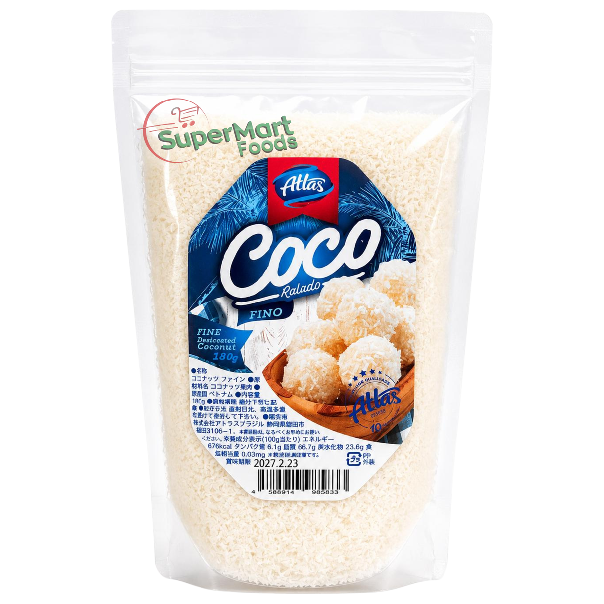 Coco Ralado Fino Atlas 180g