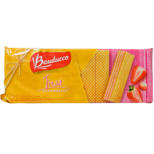 Wafer Morango (Strawberry) 255g FAMILY SIZE (Bauducco)