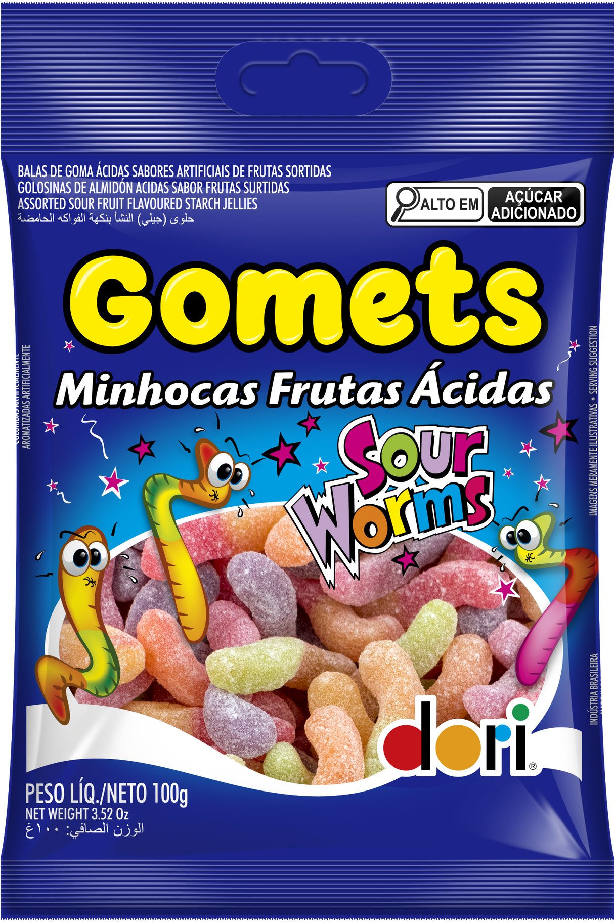 Gomets Minhocas Frutas Ácidas 100g