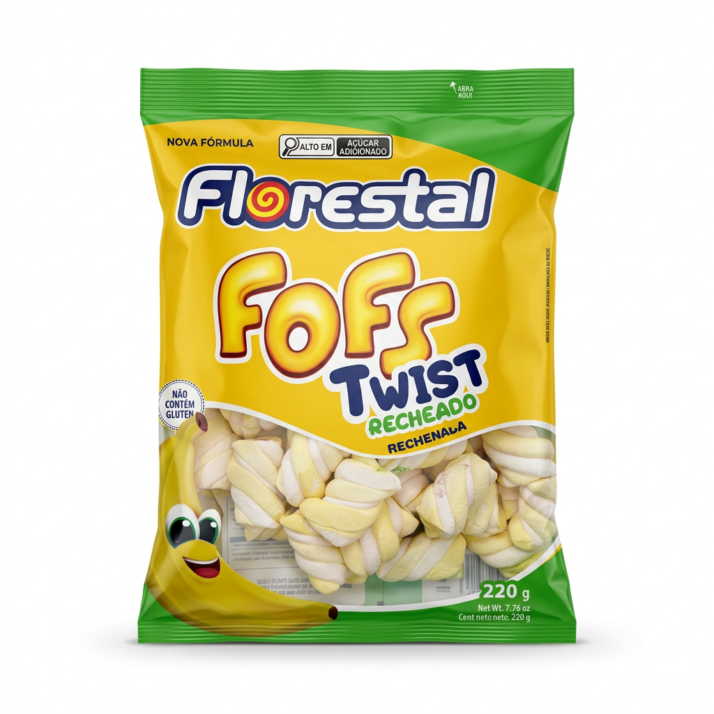Val 30 Janeiro 2027 Marshmallow Banana Florestal Fofs Twist Recheado 220g