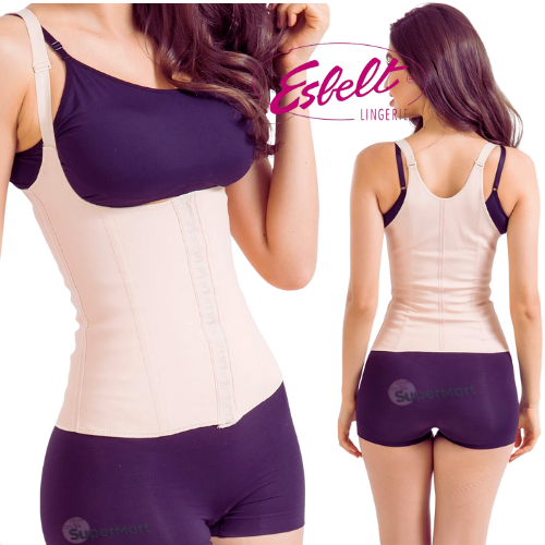 ESBELT CORSELET COTTON BODY SHAPER BEGE & PRETO P-M-G-EG