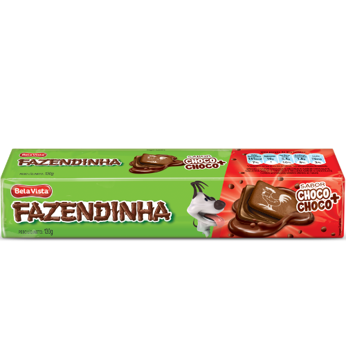 Biscoito Recheado quadrado  Chocolate com Chocolate130g (FAZENDINHA)